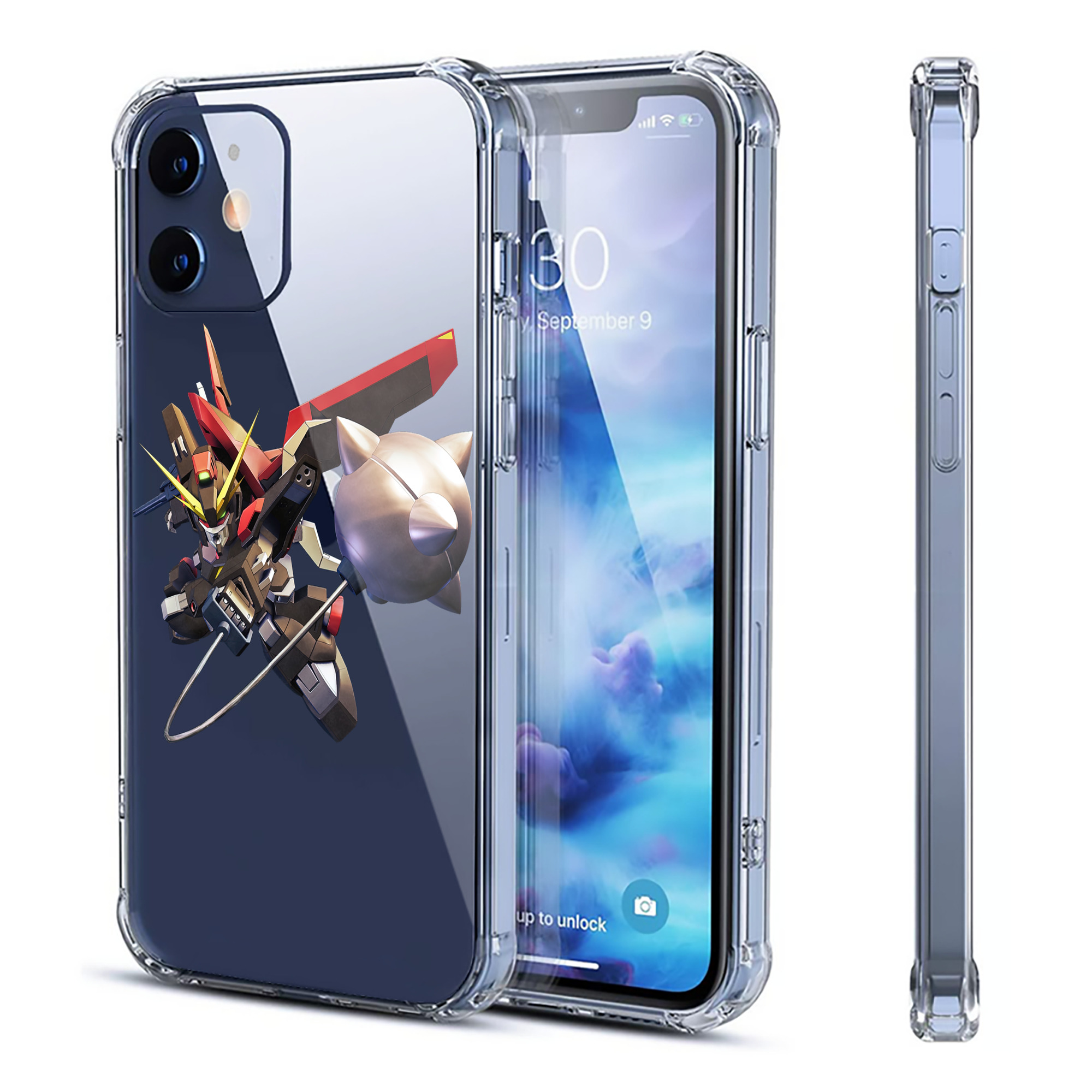 （画像用） 機動戦士ガンダム Mobile Suit Gundam 【iPhone 12シリーズ対応】透明スマホケース（クリアソフトケース）